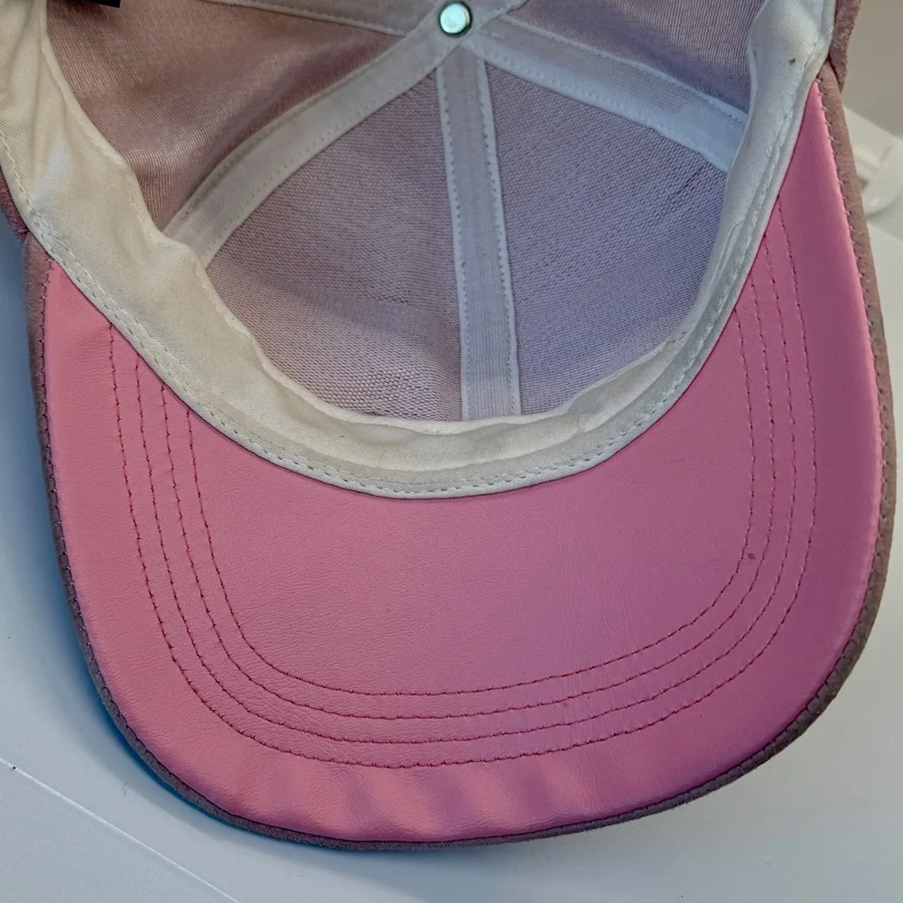Olive & Pique Pink Leather Suede‎ Plain Newsboy Baseball Cap Hat One Size Barbie